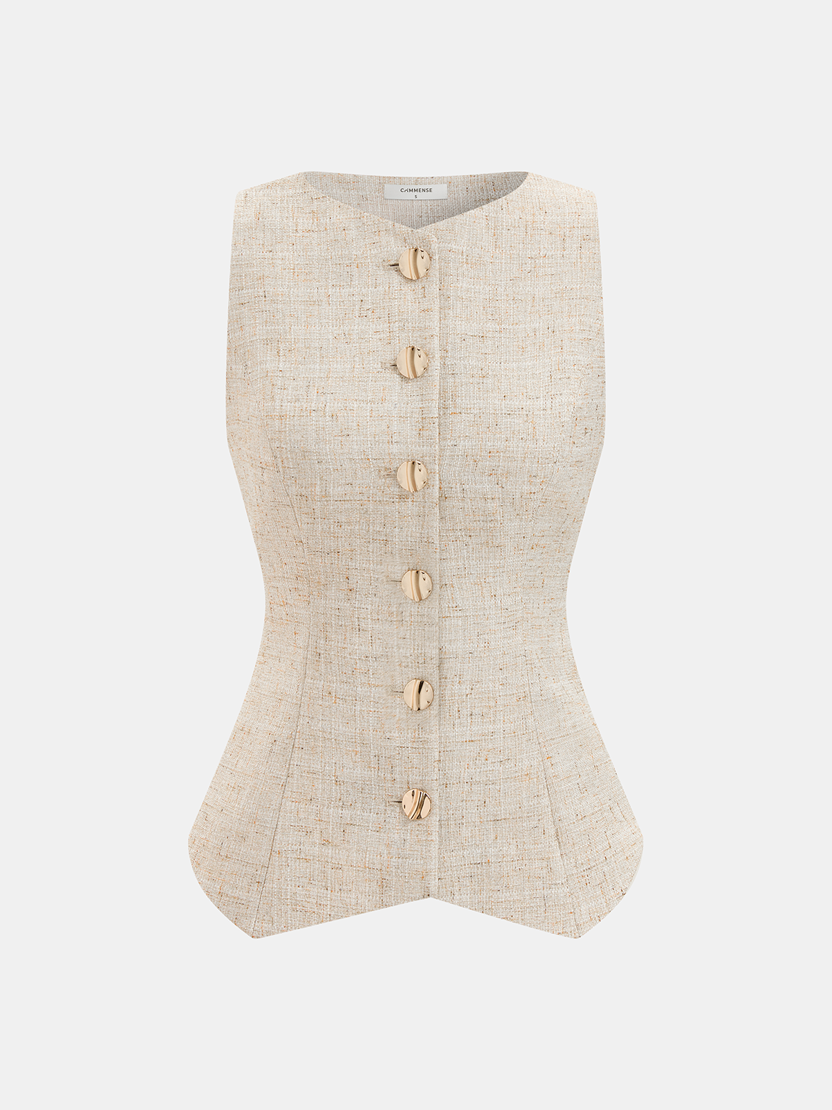 Tweed Buttoned Vest & Mini Shorts Set Classic Outfit for Women