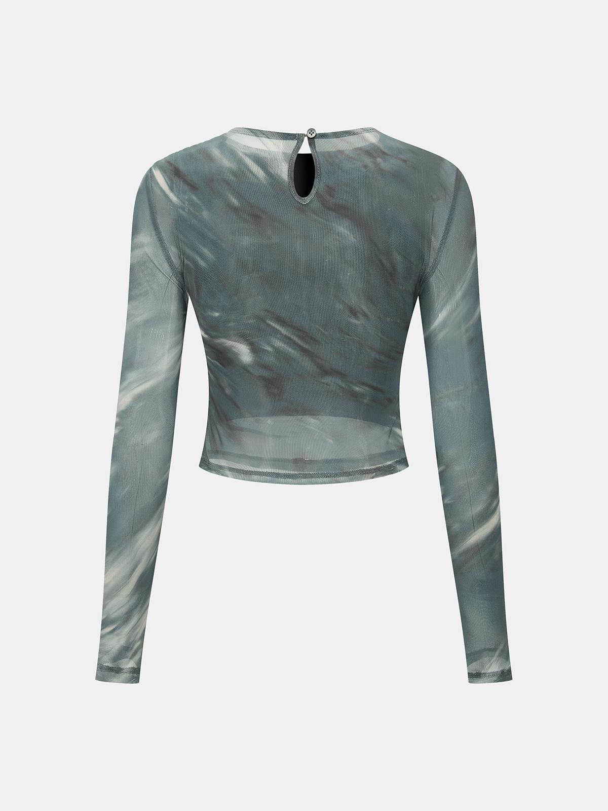 Tie-Dye Mesh Ruched Long-Sleeve Top | Trendy Casual Streetwear Fashion