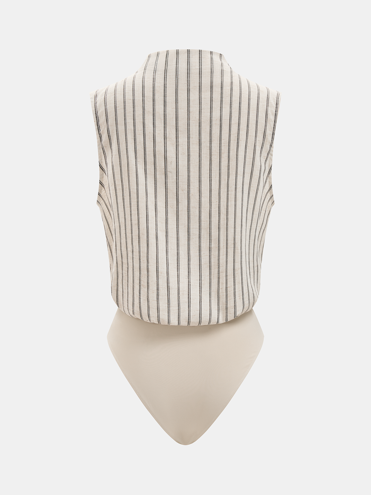 Cotton Linen Striped Sleeveless Wrap Bodysuit for Women Summer Casual