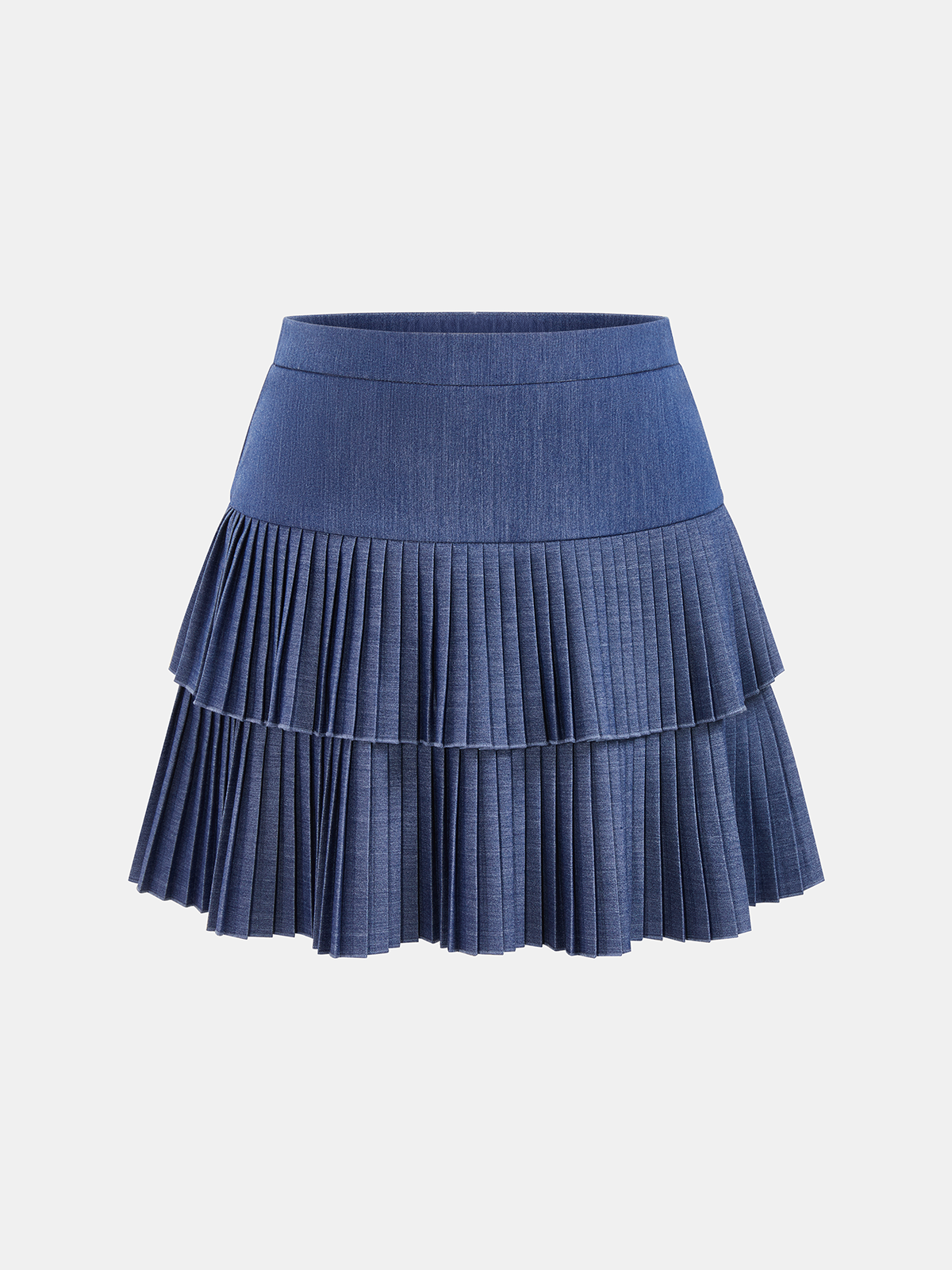 Pleated Tiered Mini Skirt with Elastic Waistband for Women