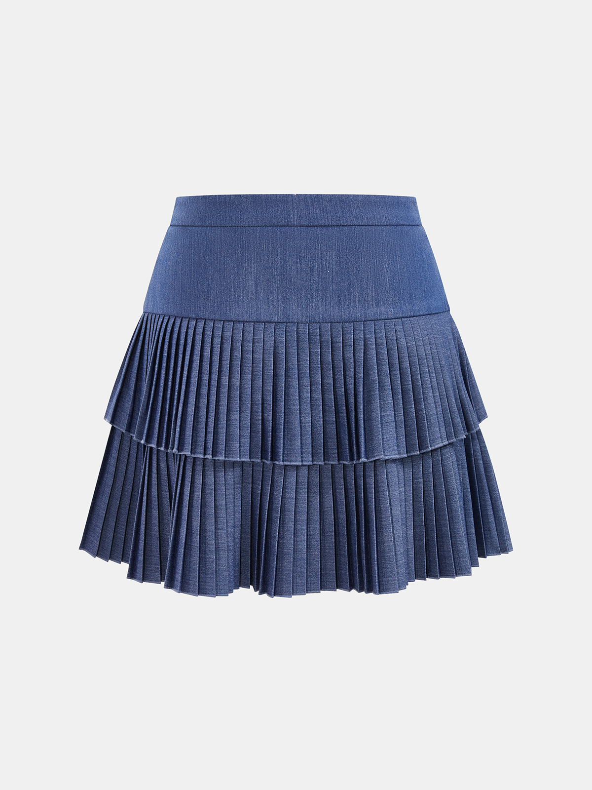 Pleated Tiered Mini Skirt with Elastic Waistband for Women