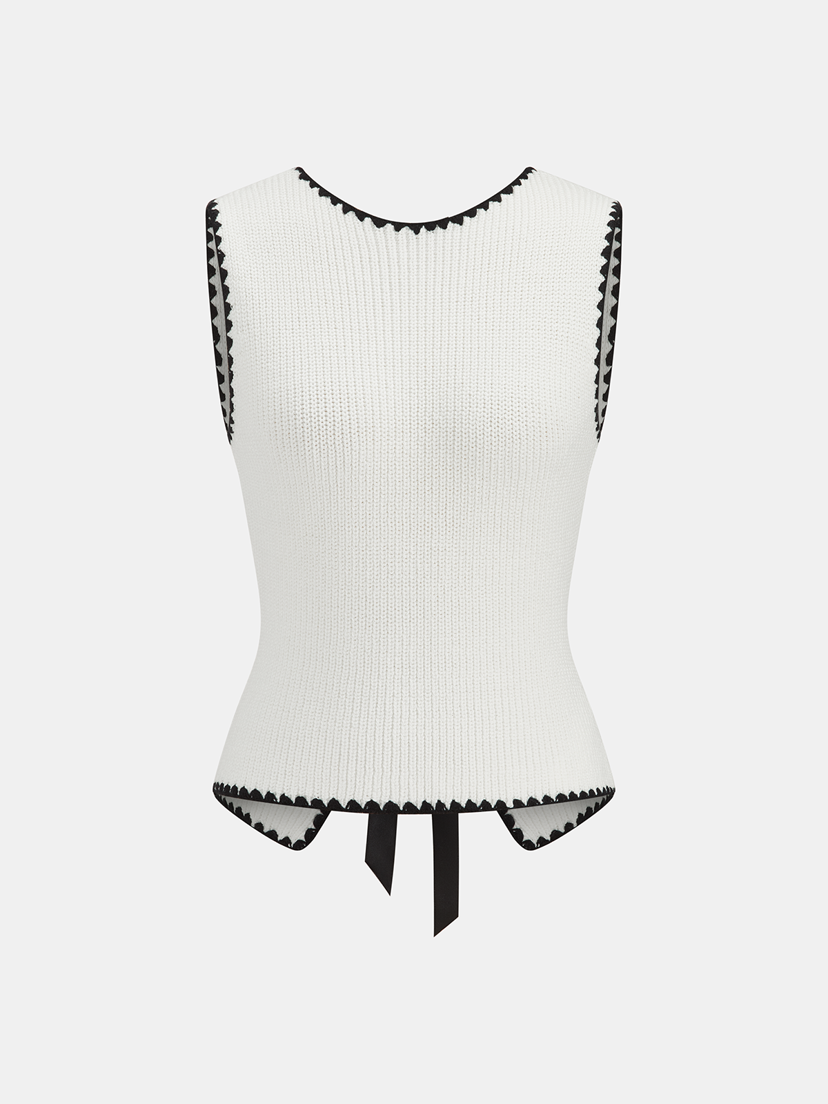 Scalloped Trim Tie-Back Sweater Vest for Layering Outfits