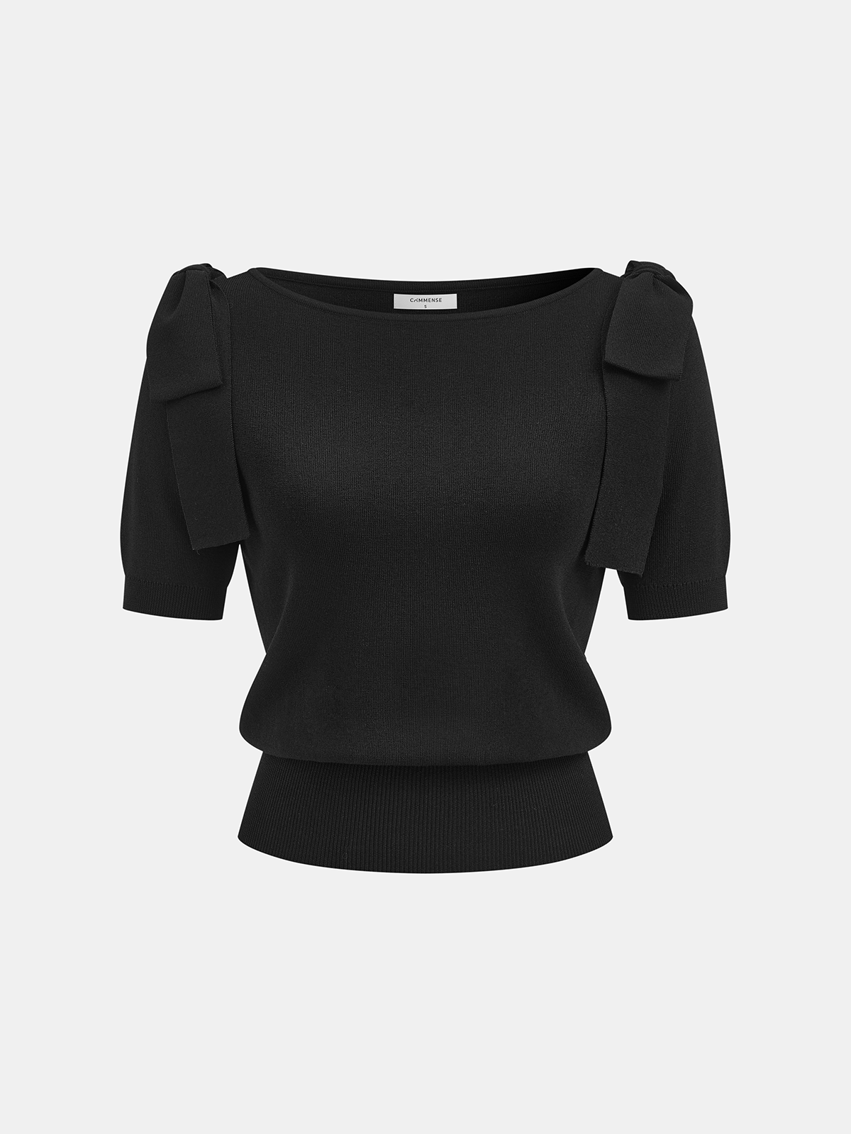 Bow Shoulder Short Sleeve Knit Sweater Comfortable Lightweight Women's Fashion