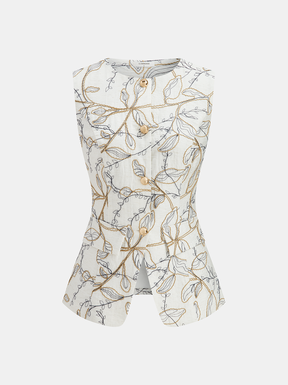 Printed Metal Button Vest & Mini Skirt Set with Trendy Patterns