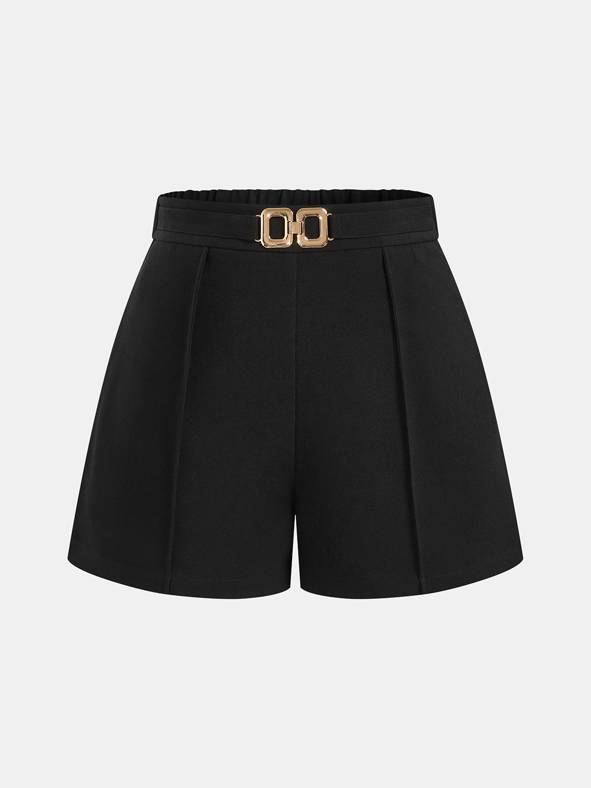 Mid Waist Metal Buckle A-Line Shorts for Women Casual Summer