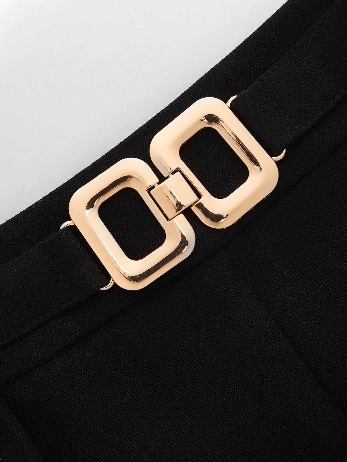 Mid Waist Metal Buckle A-Line Shorts for Women Casual Summer