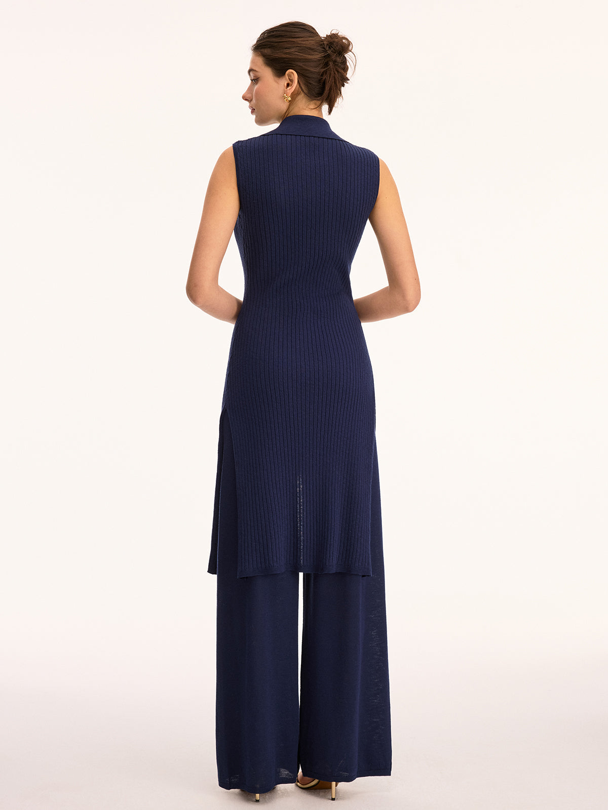 Sleeveless Knit Tunic Top & Comfortable Stretch Pants Set