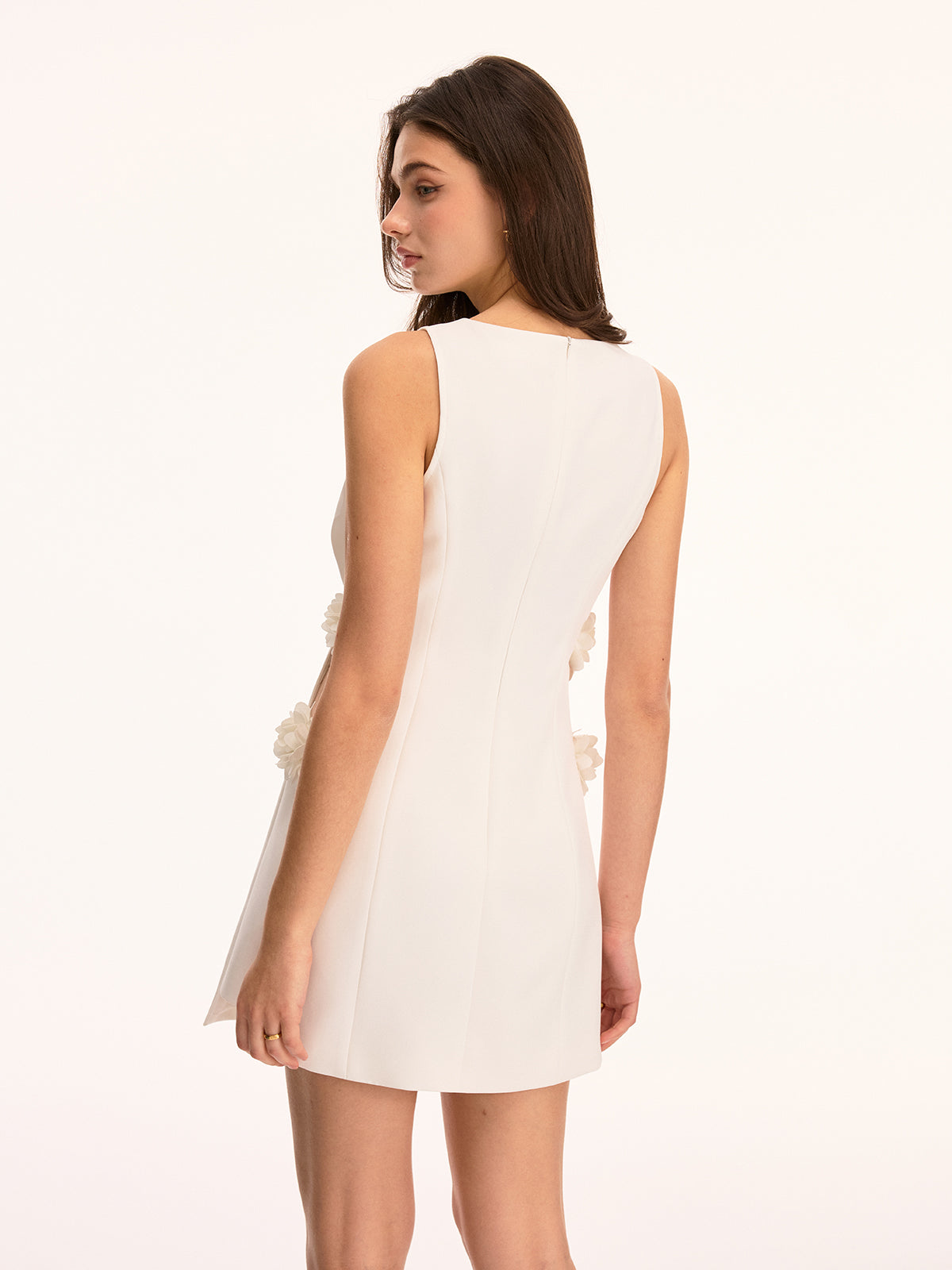 3D Floral Applique Sleeveless Mini Dress for Wedding Guest Style