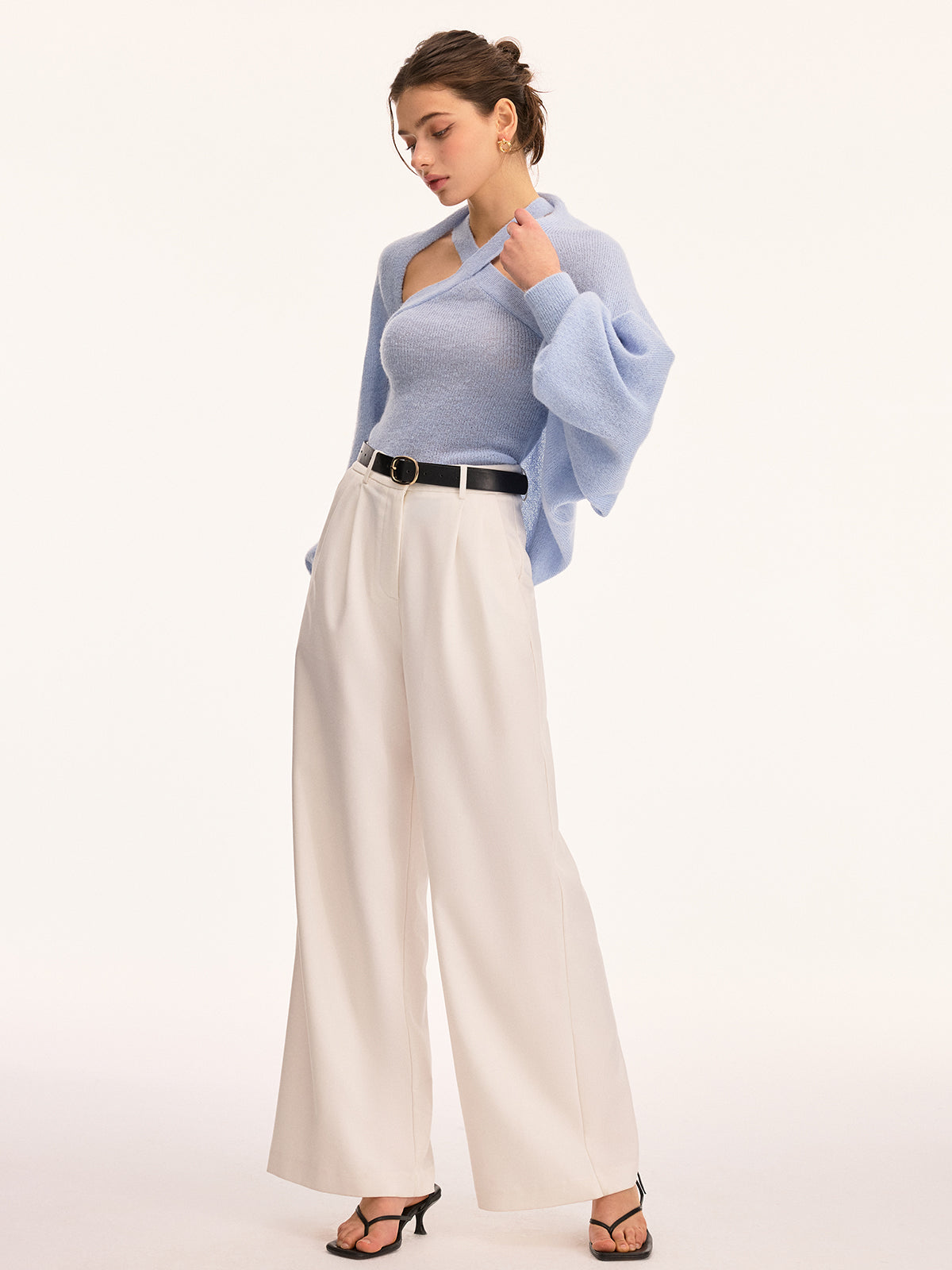 Halter Knit Top & Bolero Shrug Two-Piece Set, Stylish Women's Casual Outfit
