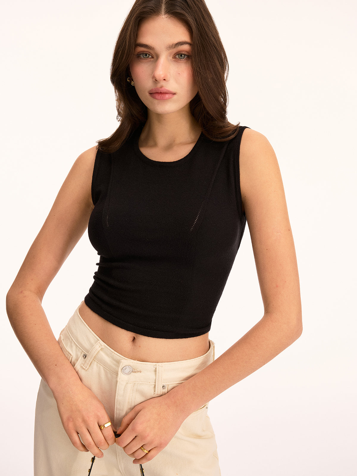 Back Lace-Up Sleeveless Crop Top for Women Summer Casual Wear