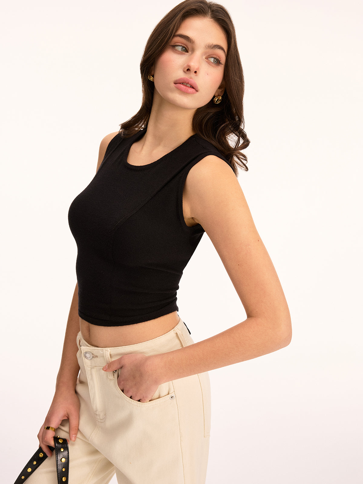 Back Lace-Up Sleeveless Crop Top for Women Summer Casual Wear