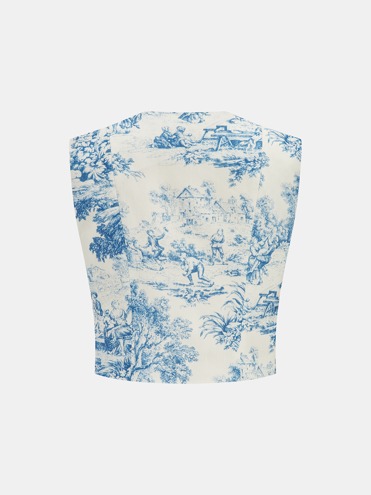 Toile Print Vest & Pleated Skirt Set for Women Spring Collection