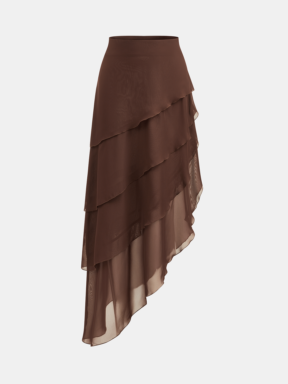 Semi-Sheer Asymmetric Layered Chiffon Skirt: Women's Casual Elegant Flowy Fashion