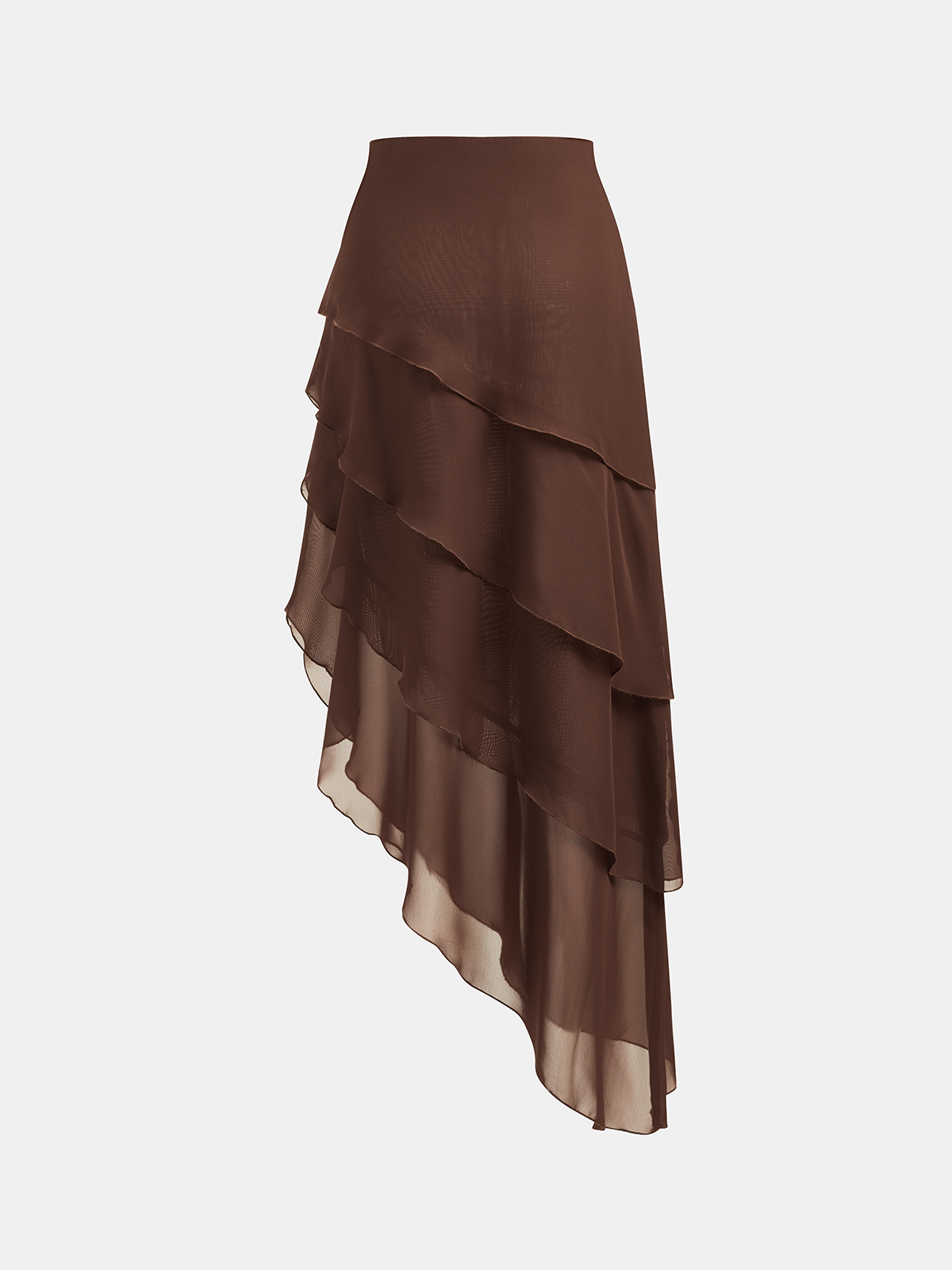 Semi-Sheer Asymmetric Layered Chiffon Skirt: Women's Casual Elegant Flowy Fashion