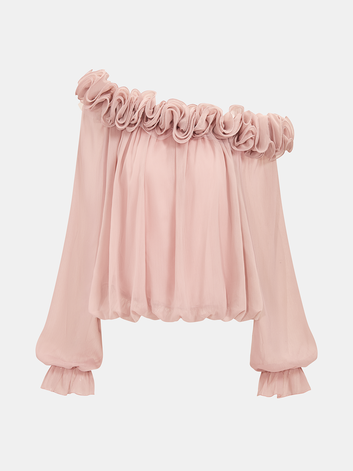Off-Shoulder Ruffle Puffed Sleeve Blouse: Elegant Women's Summer Fashion Top