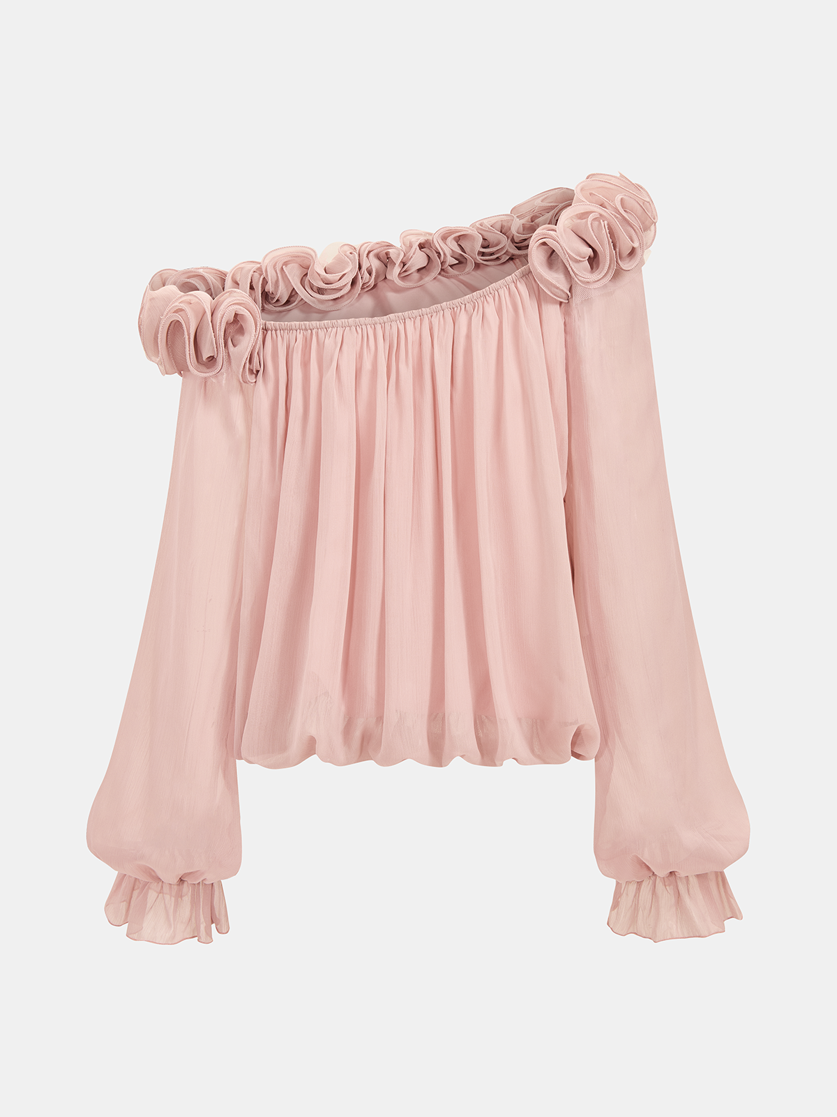 Off-Shoulder Ruffle Puffed Sleeve Blouse: Elegant Women's Summer Fashion Top