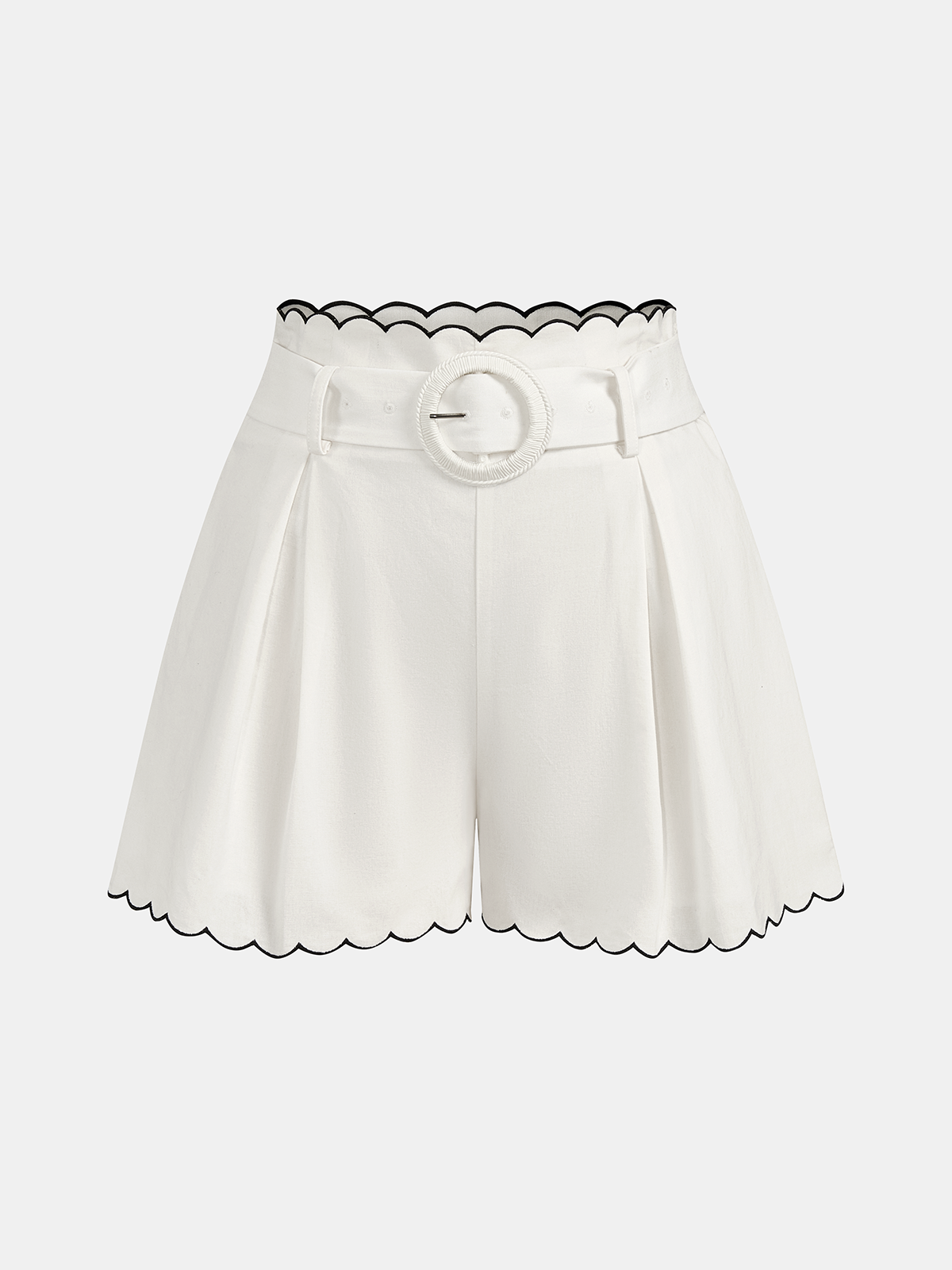 Cotton Scallop Trim Shirt & Shorts Set for Summer Comfort