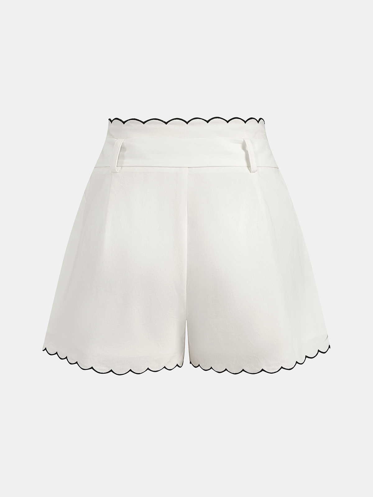 Cotton Scallop Trim Shirt & Shorts Set for Summer Comfort