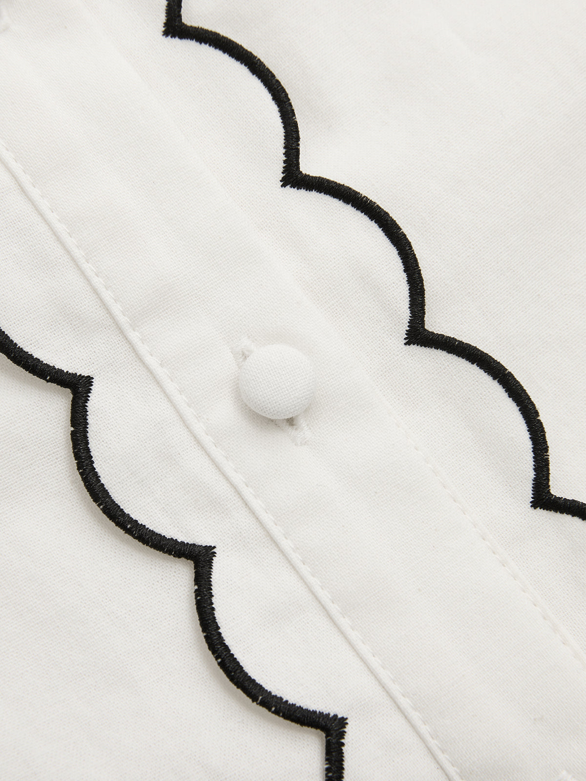 Cotton Scallop Trim Shirt & Shorts Set for Summer Comfort