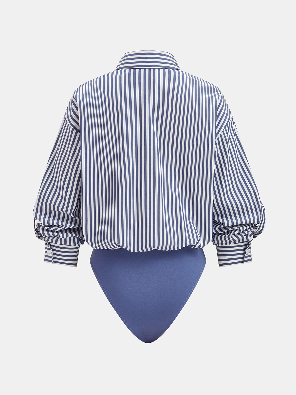 Cotton Blend Striped Tie-Neck Bodysuit for Women Casual Wear