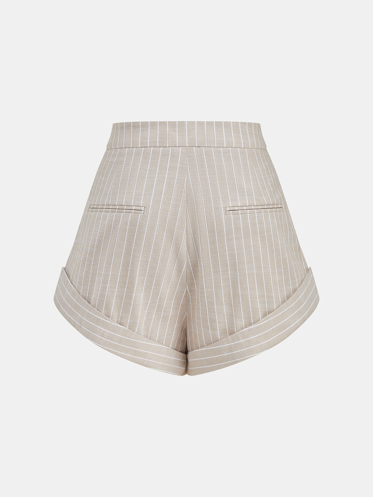 Mid-Waist Striped Pleated Cotton Shorts for Women Casual Summer Wear