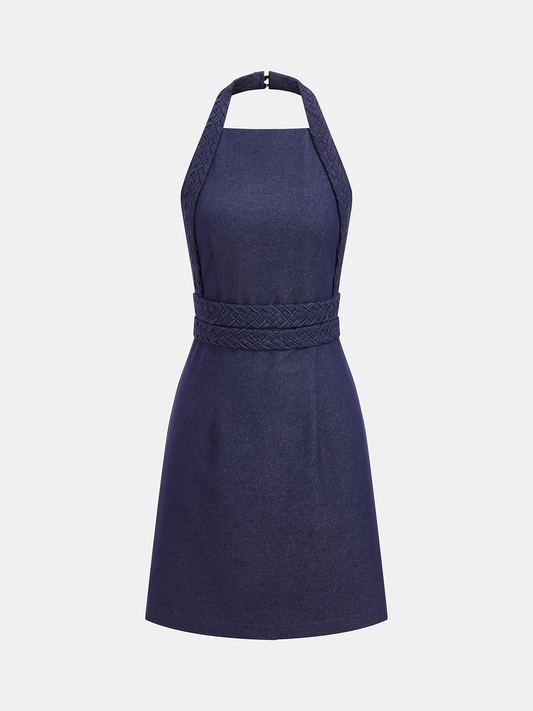 Braided Halter Backless Mini Dress Summer Beachwear Women's Fashion