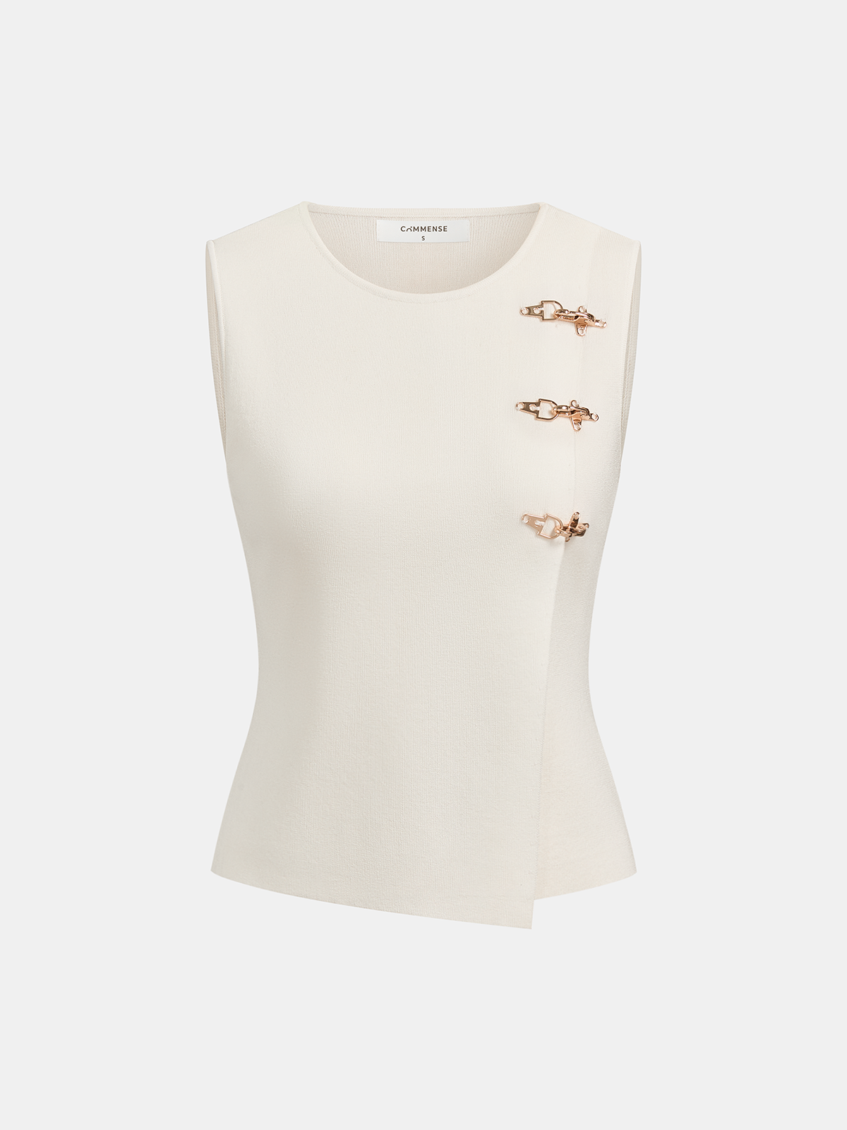 Metal Buckle Sleeveless Knit Top Women's Casual Trendy Tops