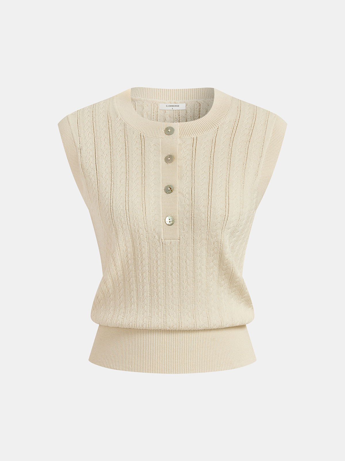 Cable Knit Sleeveless Henley Sweater Vest for Women Comfortable Layering Piece