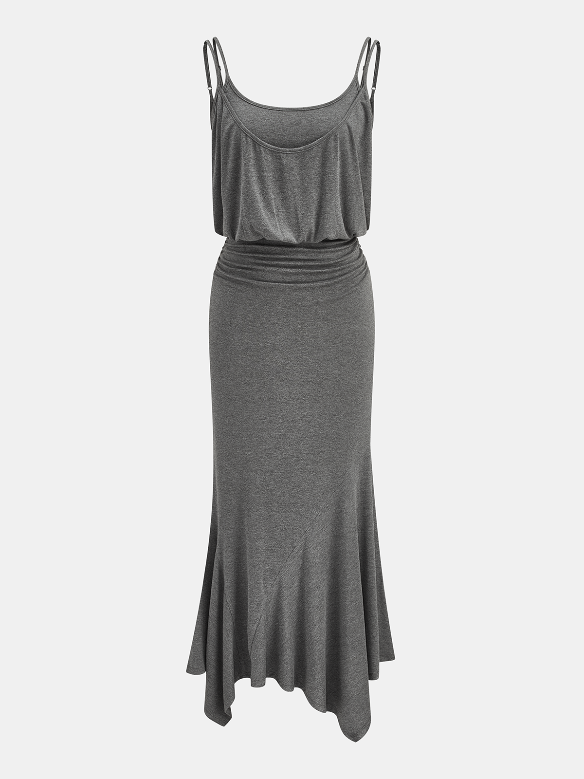 Ruched Asymmetric Cami Maxi Dress For Summer Events