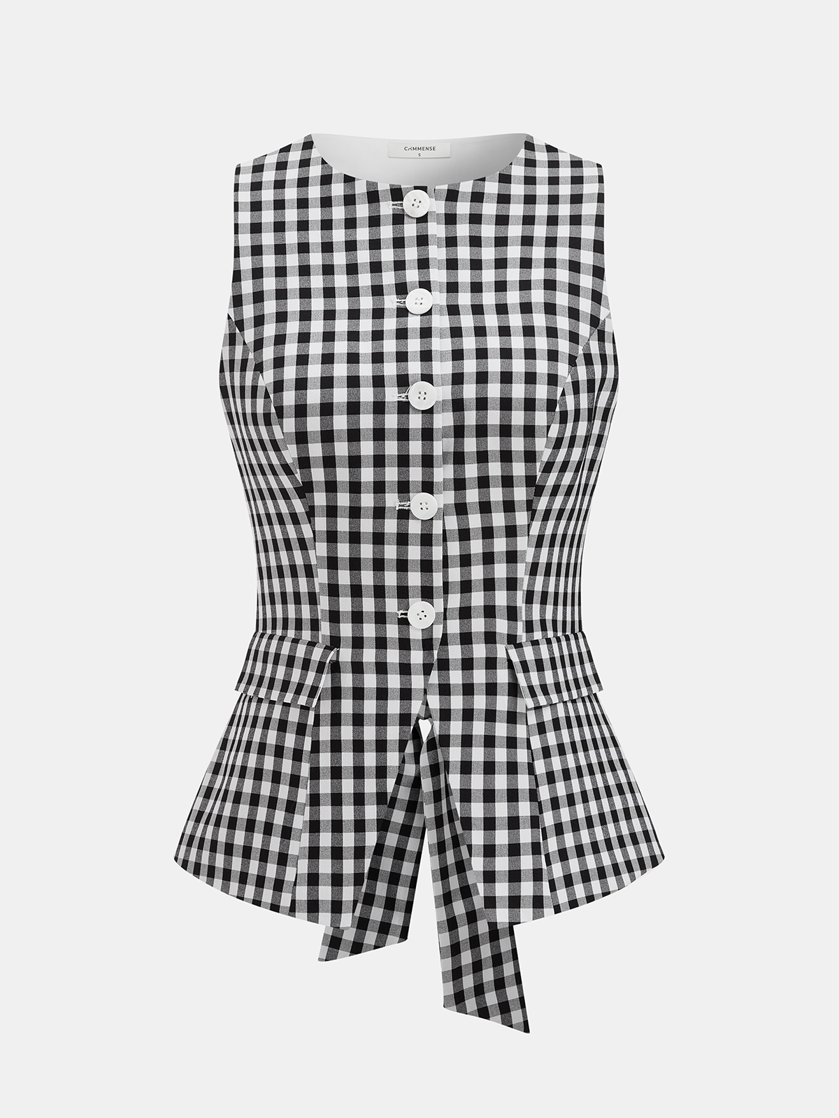 Gingham Bow Backless Sleeveless Top for Women Summer Casual
