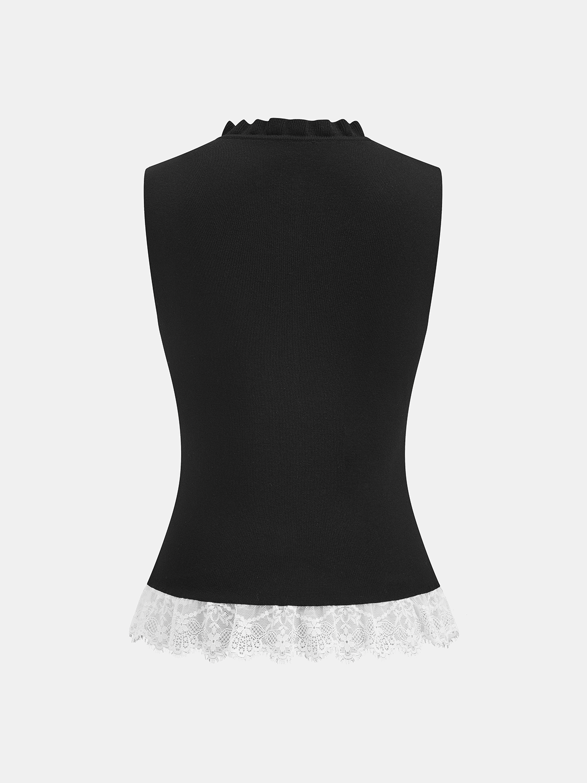 Lace Trim Button Front Knit Vest - Trendy Sleeveless Top for Women