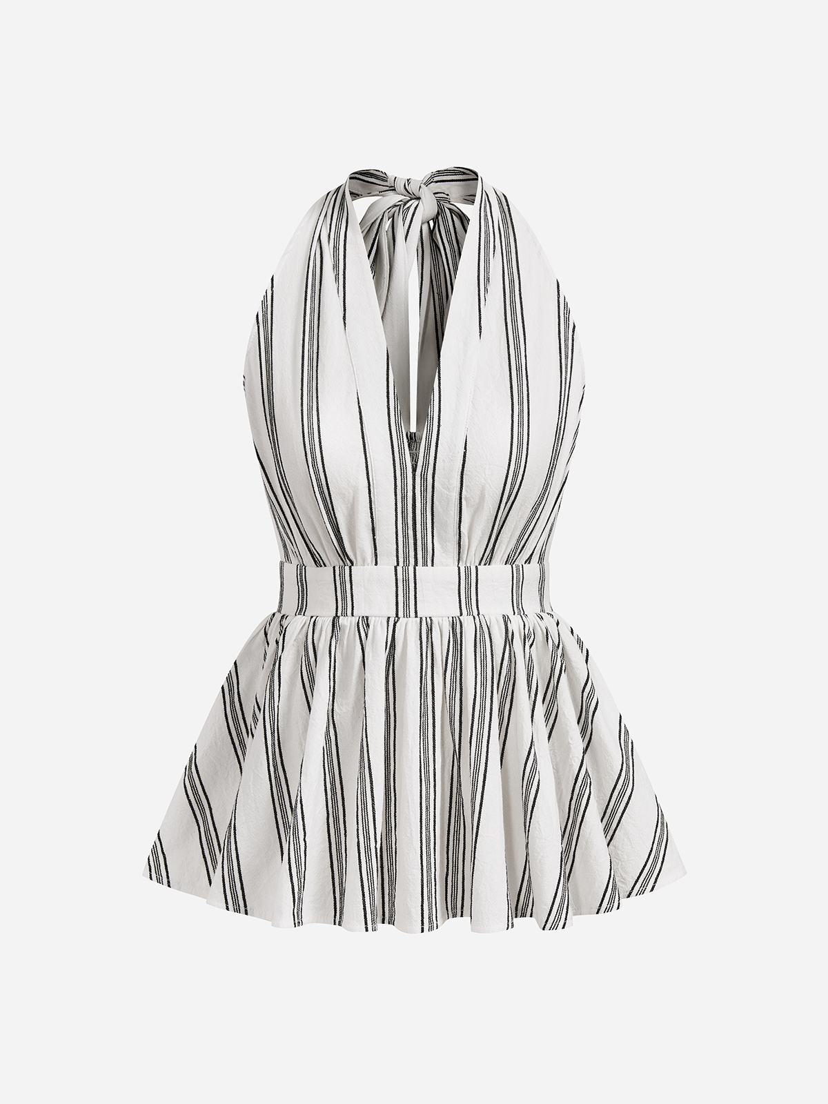 Cotton Striped Halter Peplum Tank Top for Women, Casual Summer Wear