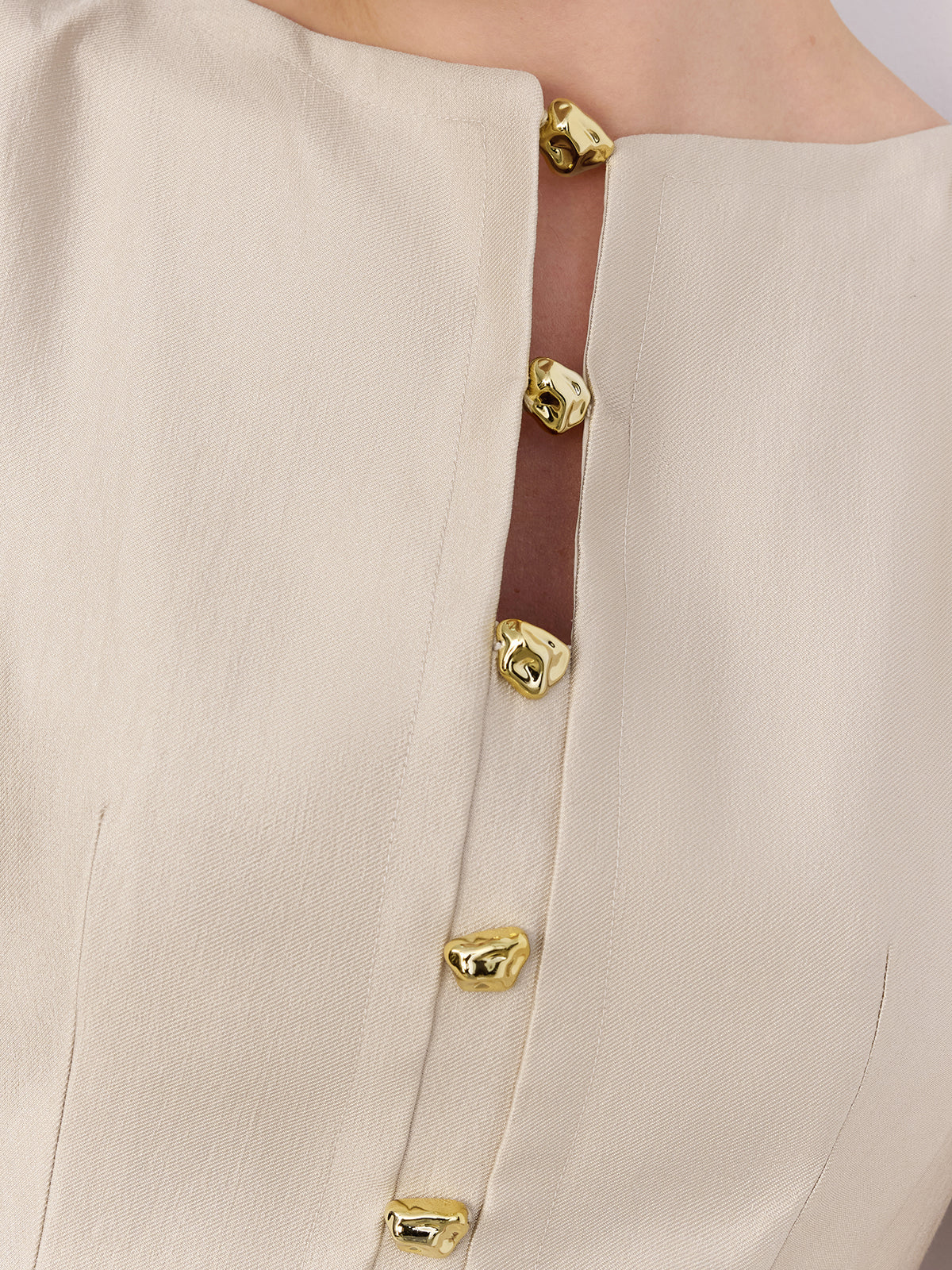 Metal Detail Sleeveless Mini Dress with Back Zipper Closure