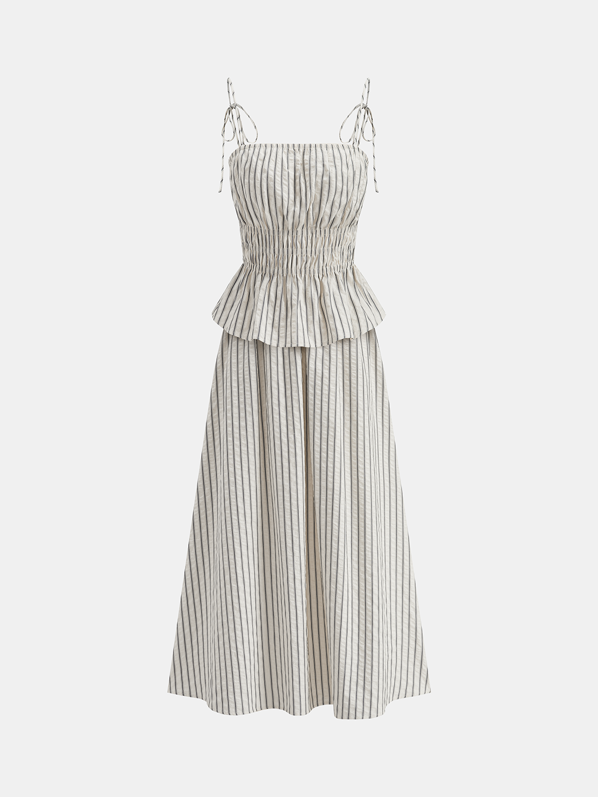 Striped Peplum Cami Top & Maxi Skirt Set for Women Summer Style