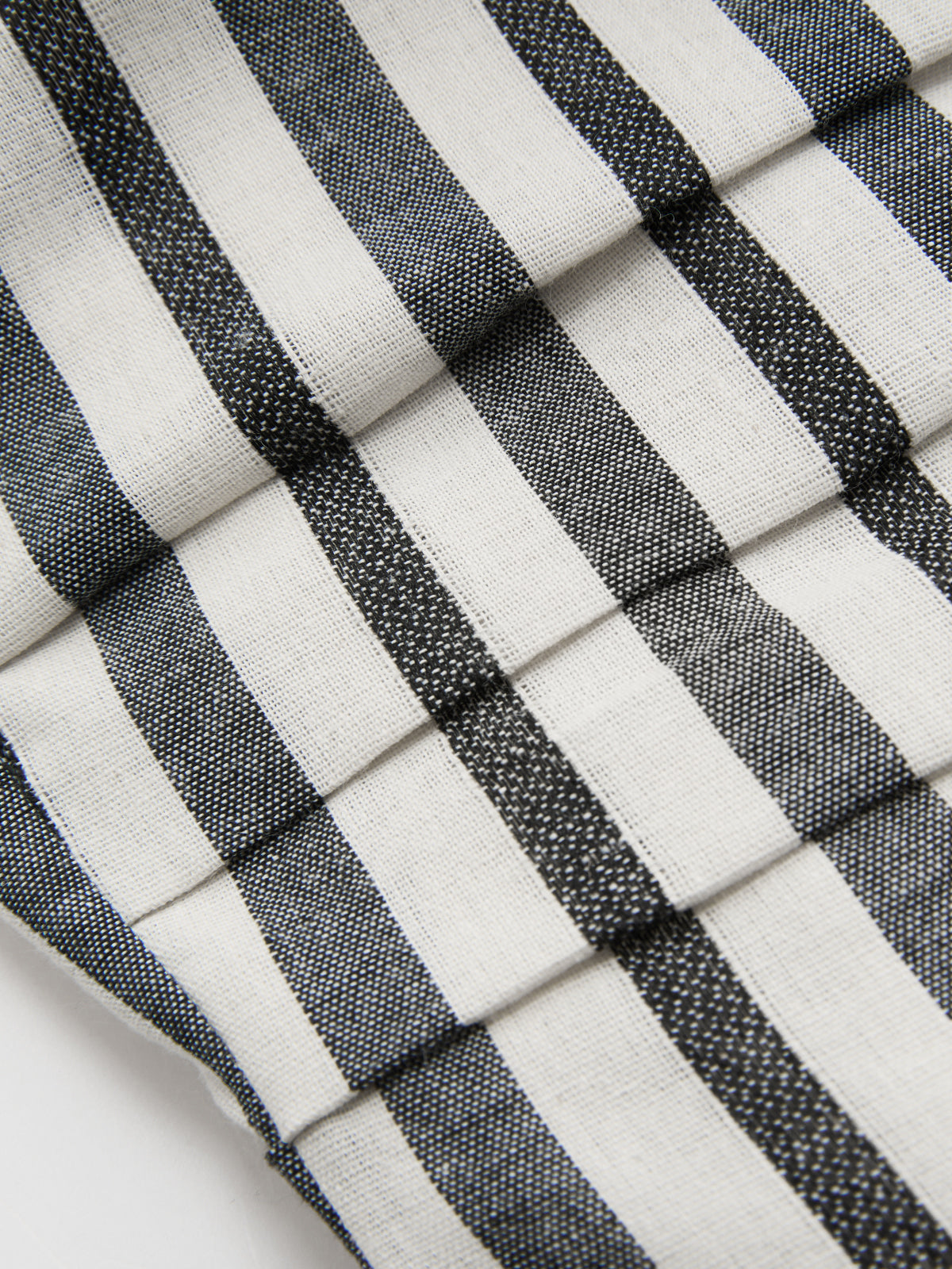 Striped Strapless Cotton Linen Ruched Dress with Side Pockets