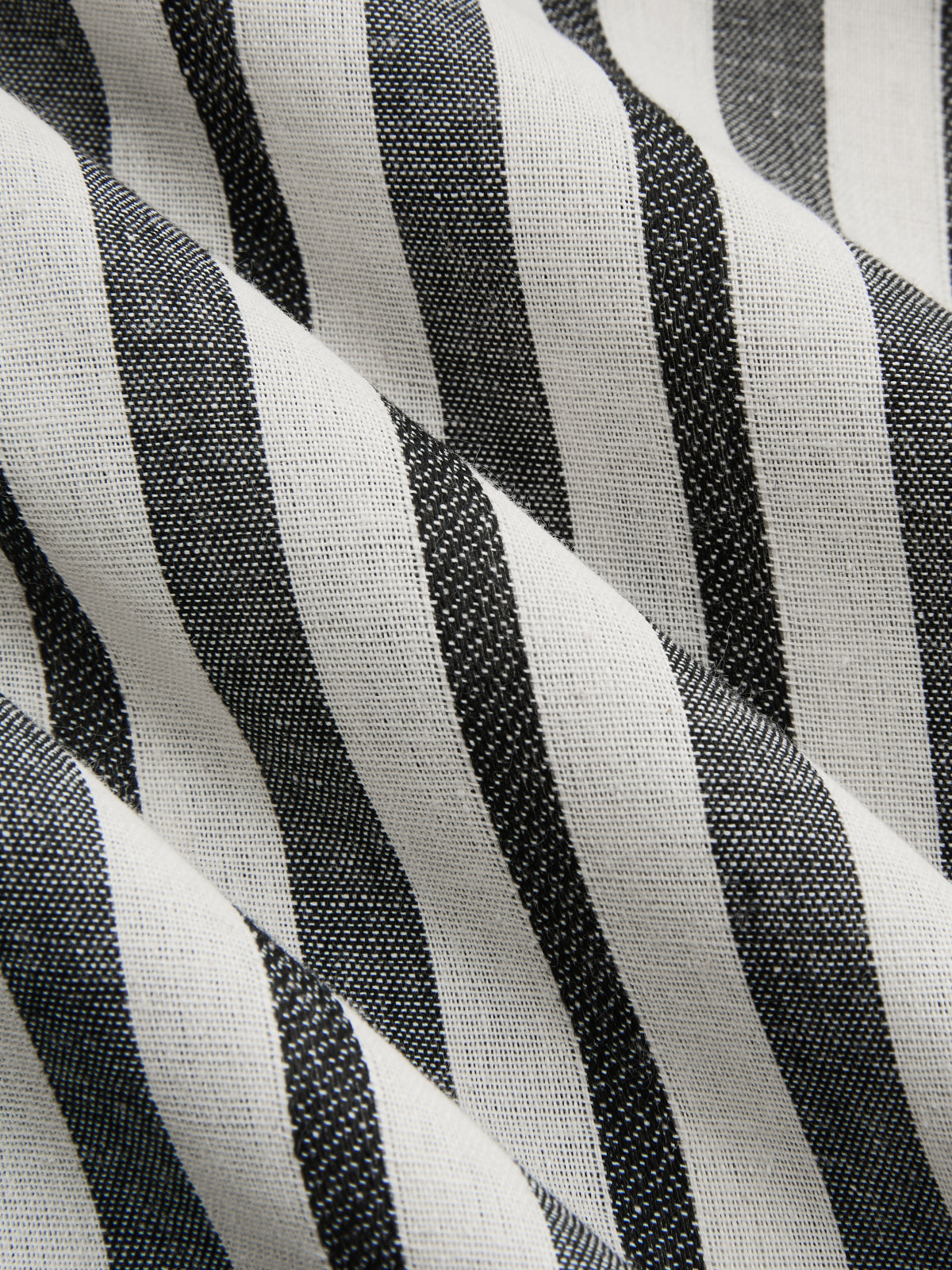 Striped Strapless Cotton Linen Ruched Dress with Side Pockets