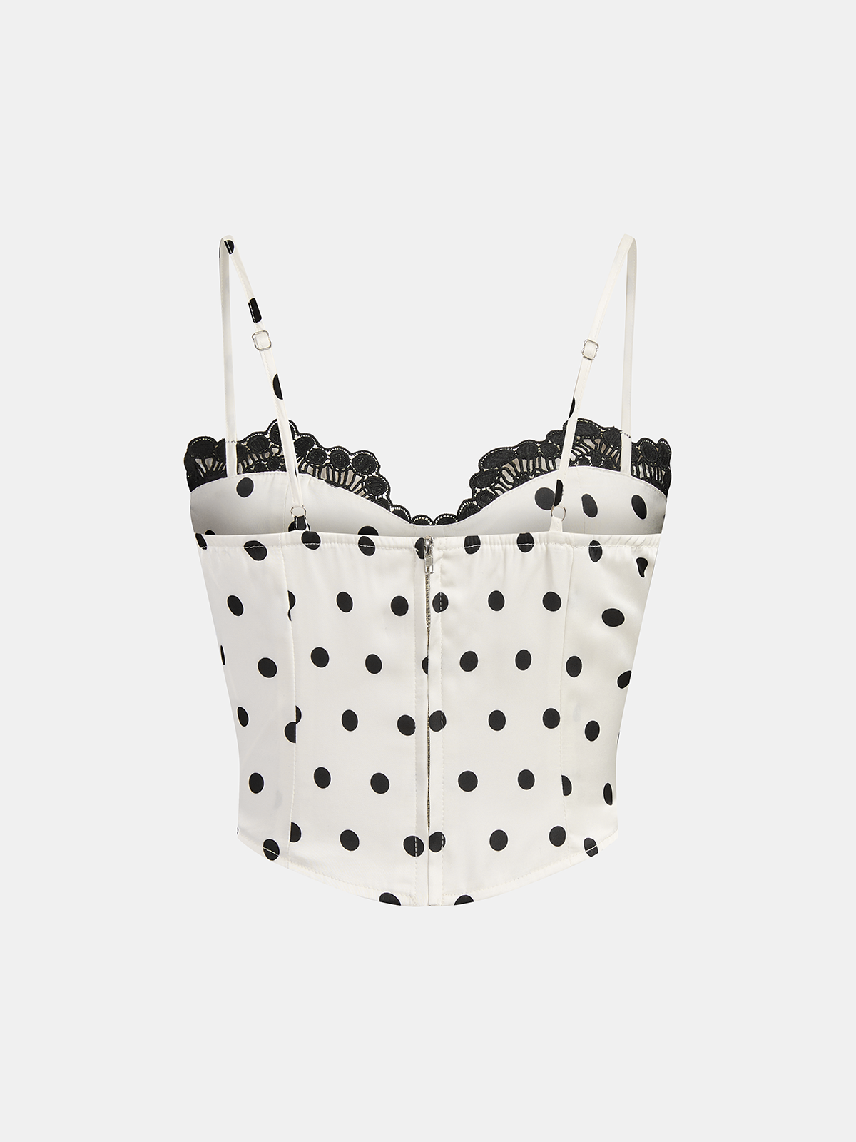 Polka Dot Lace Trim Cami Top & Pleated Skirt Matching Sets for Women