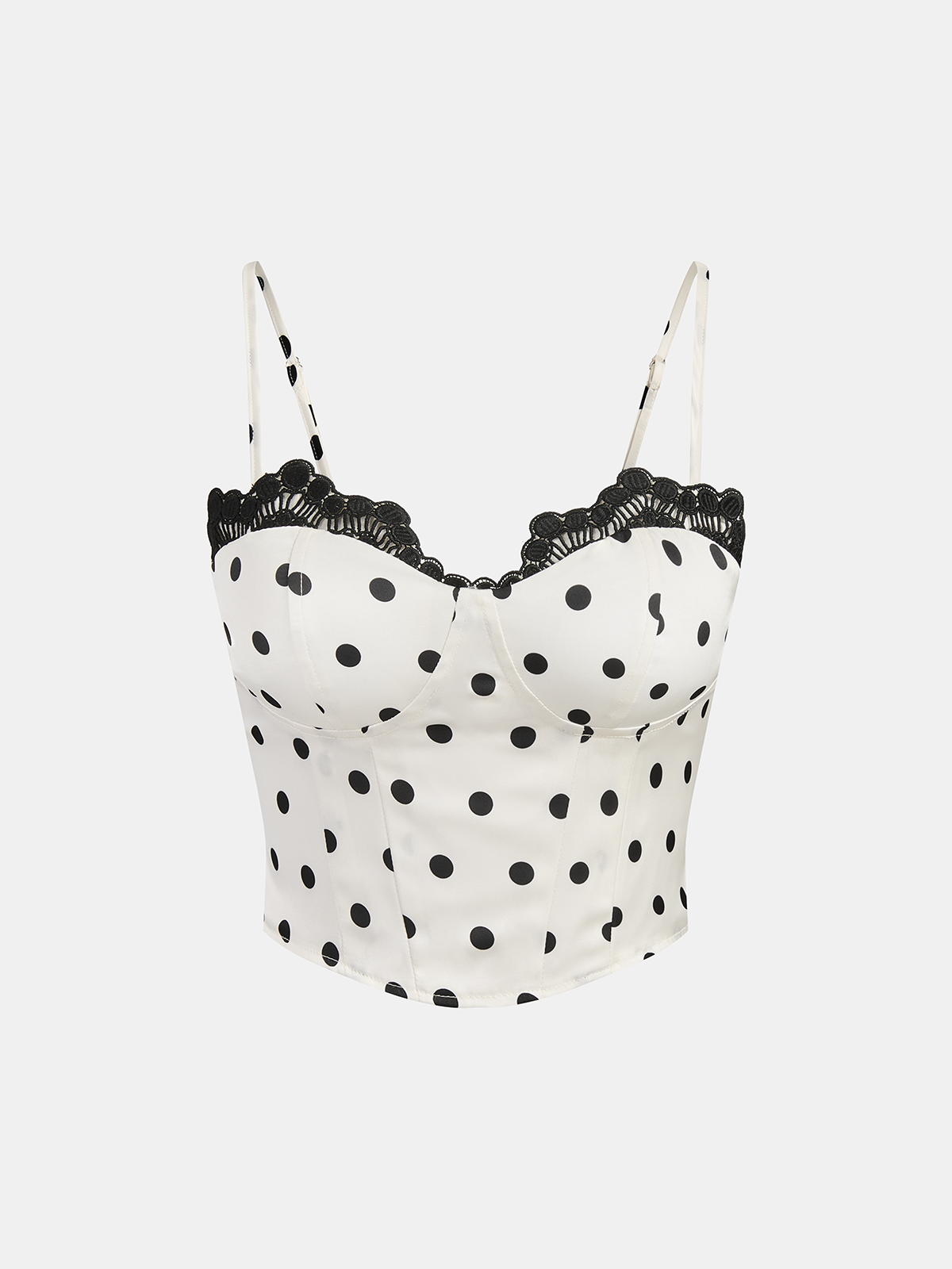 Polka Dot Lace Trim Cami Top & Pleated Skirt Matching Sets for Women