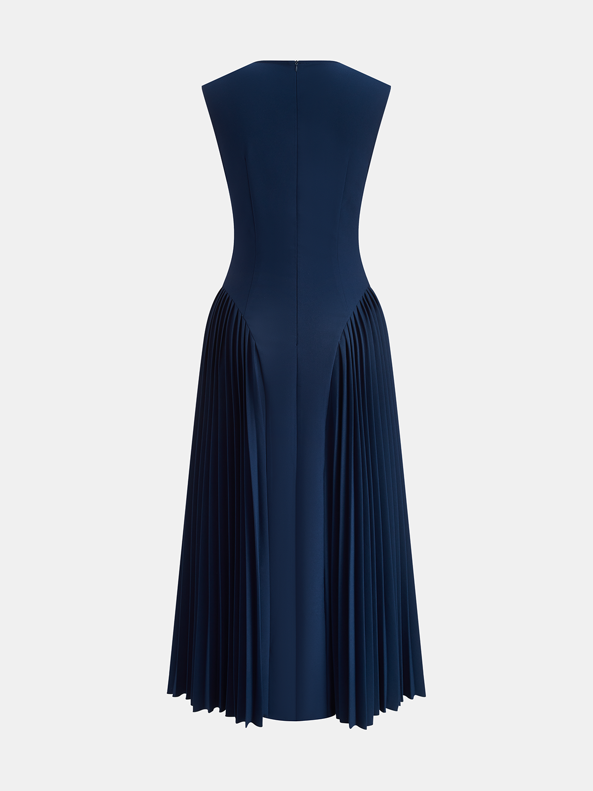 Sleeveless Fitted Pleated Maxi Dress for Elegant Evening Events