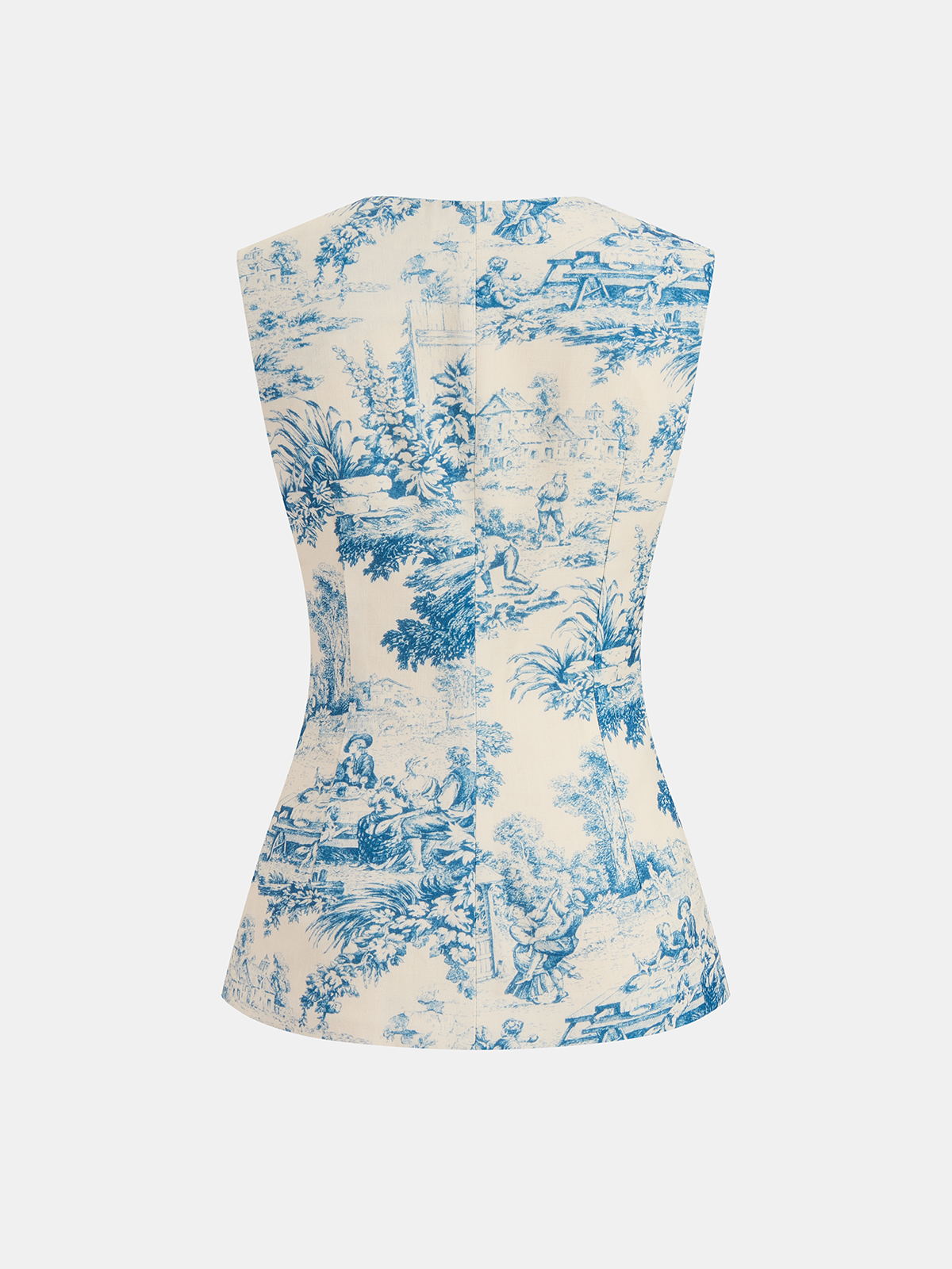 Toile Print Sleeveless Vest & Shorts Set for Women Summer Casual