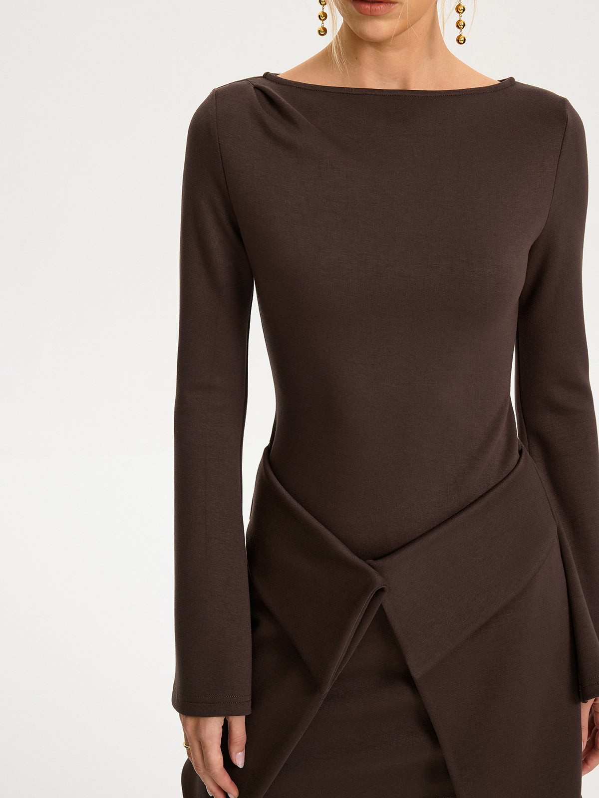 2 in 1 Wrap Long-Sleeve Mini Dress Casual Chic Style