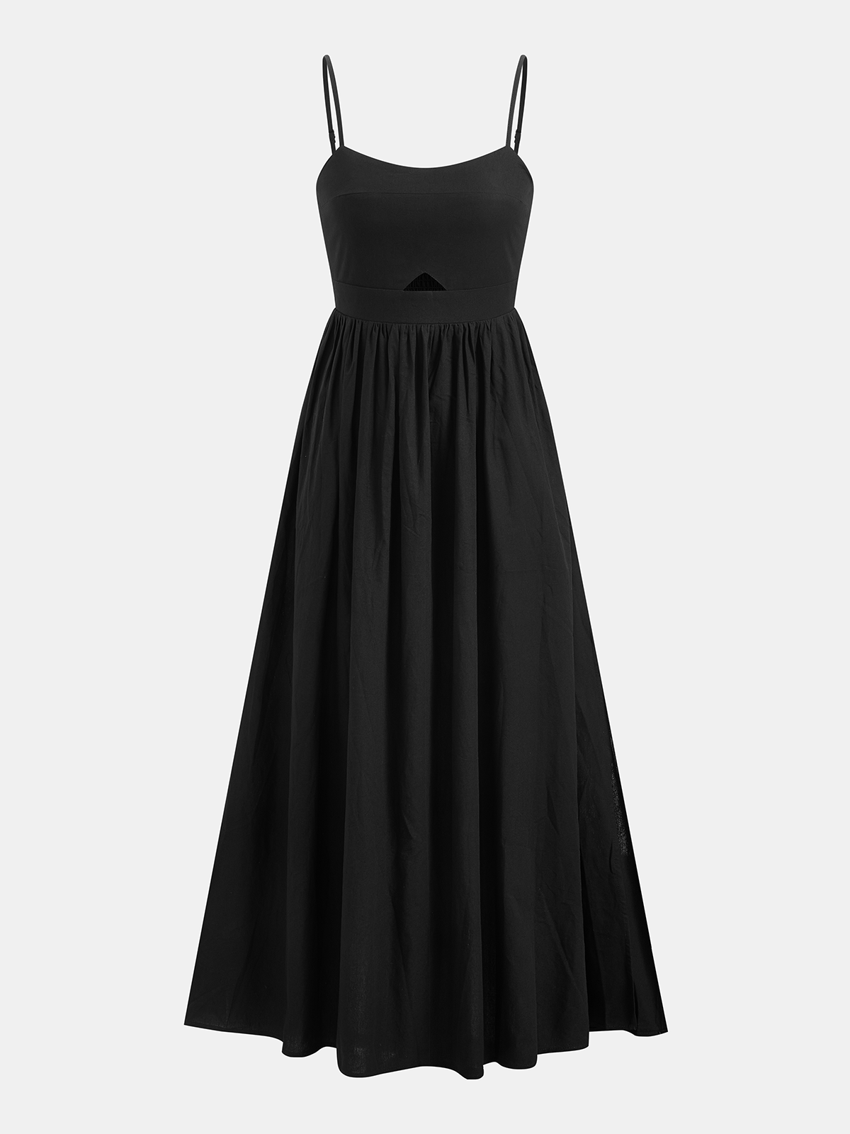 Cotton Sleeveless Pockets Cutout Long Dress for Women Summer Casual