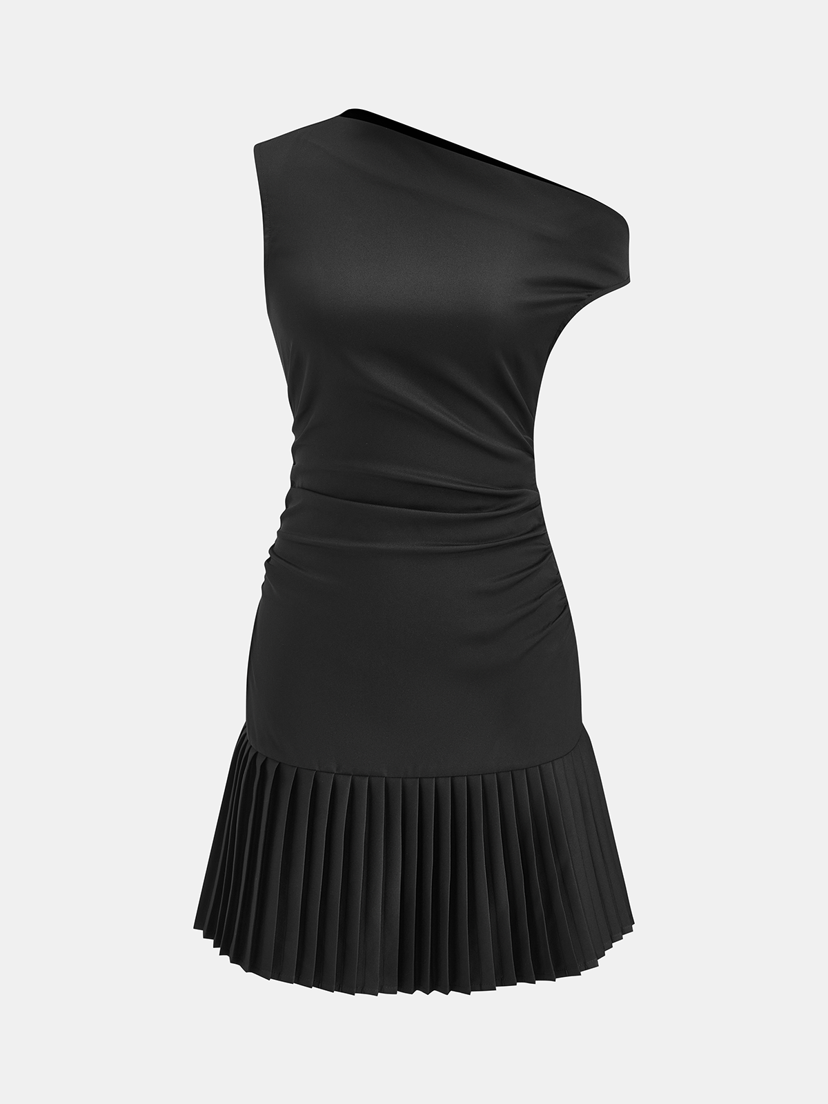 Off Shoulder Ruched Pleated Mini Dress for Evening Wear