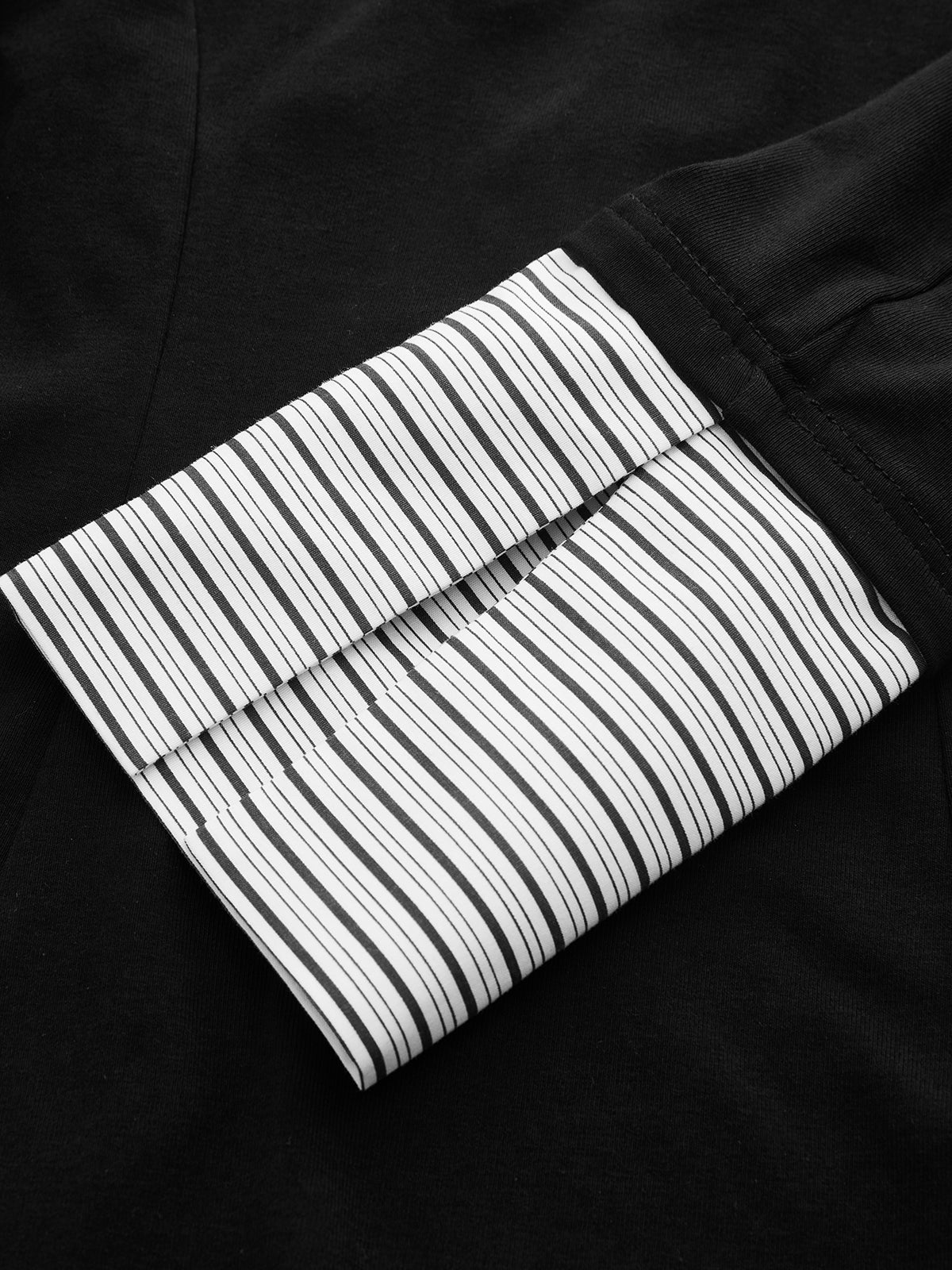 Mock Two-Piece Long-Sleeve Two Tone Polo Top for Casual Wear