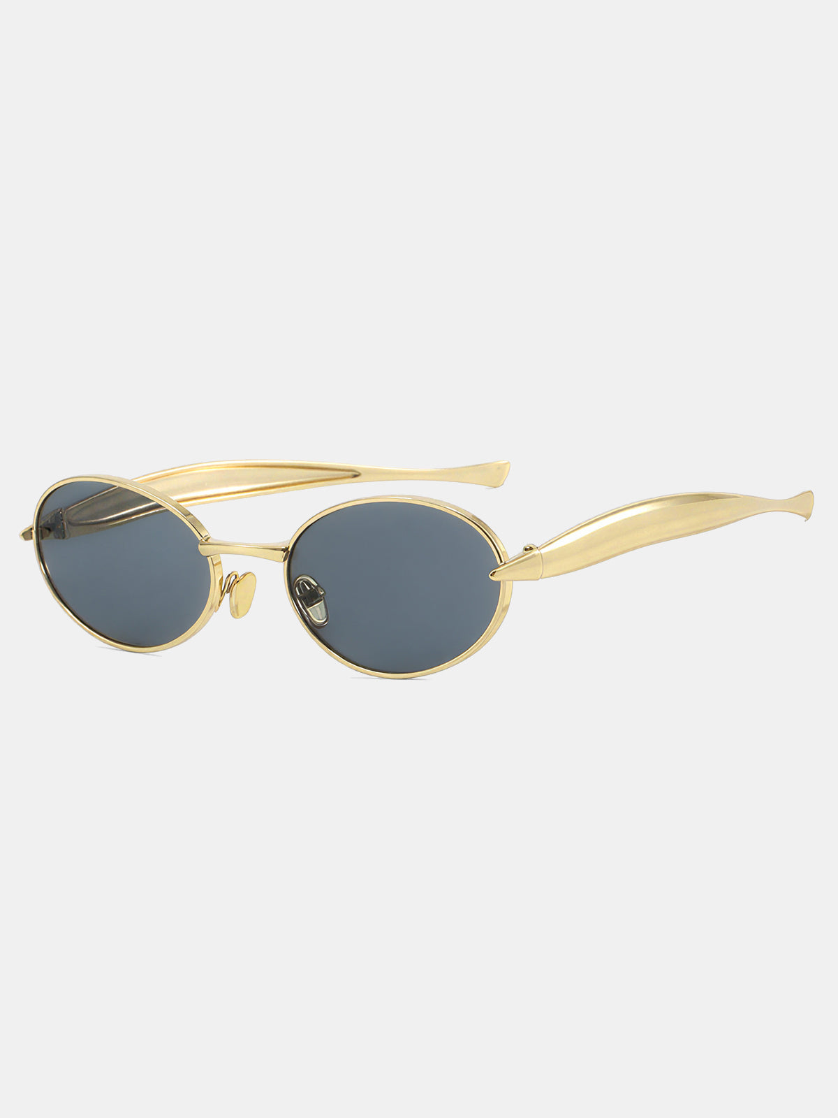 Sculpted Temple Oval Frame Sunglasses with UV Protection