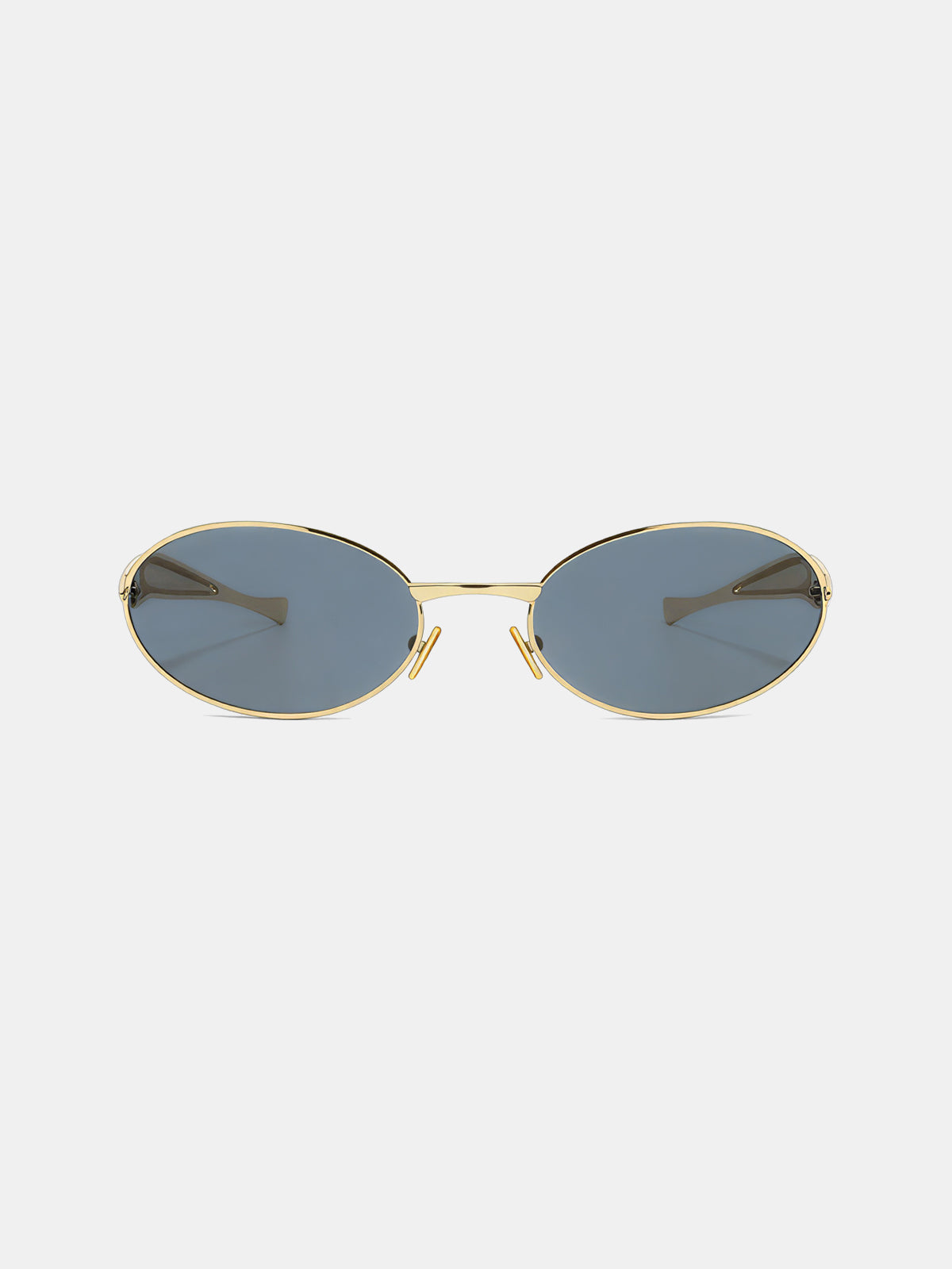 Sculpted Temple Oval Frame Sunglasses with UV Protection