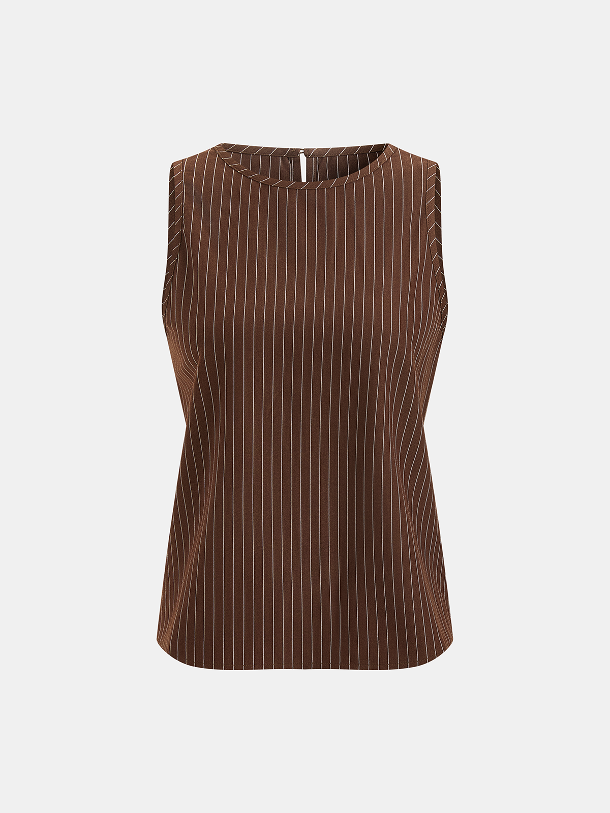 Pinstripe Sleeveless Top and Pants Set with Belt, Elegant Office Women's Outfit