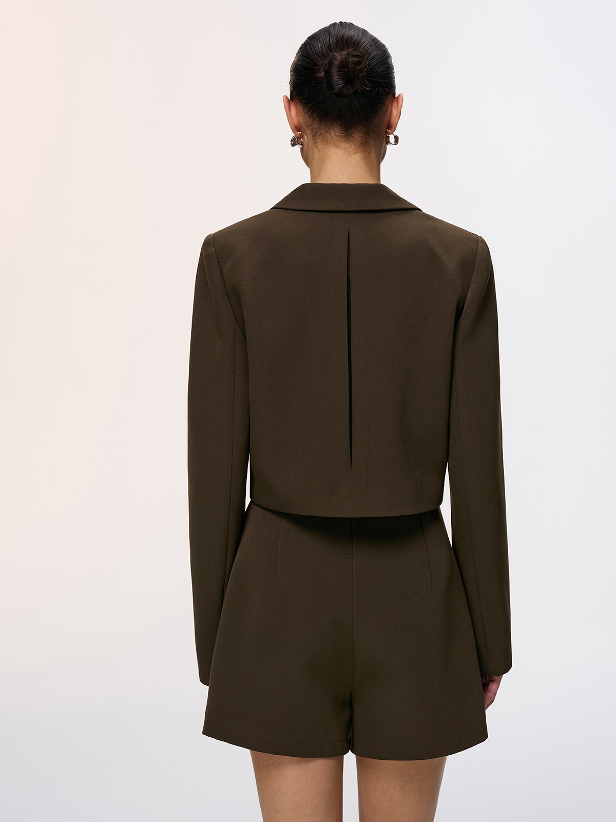 Cropped Blazer & Pleated Shorts Set for Women Stylish Office Wear