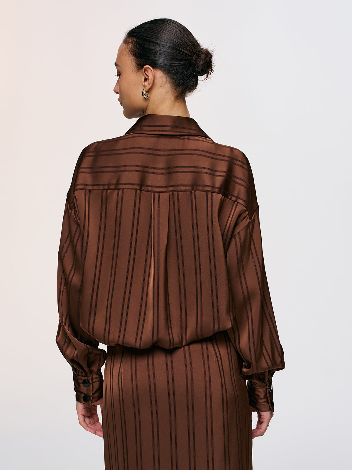 Striped Shirt & Midi Skirt Set for Casual Wear