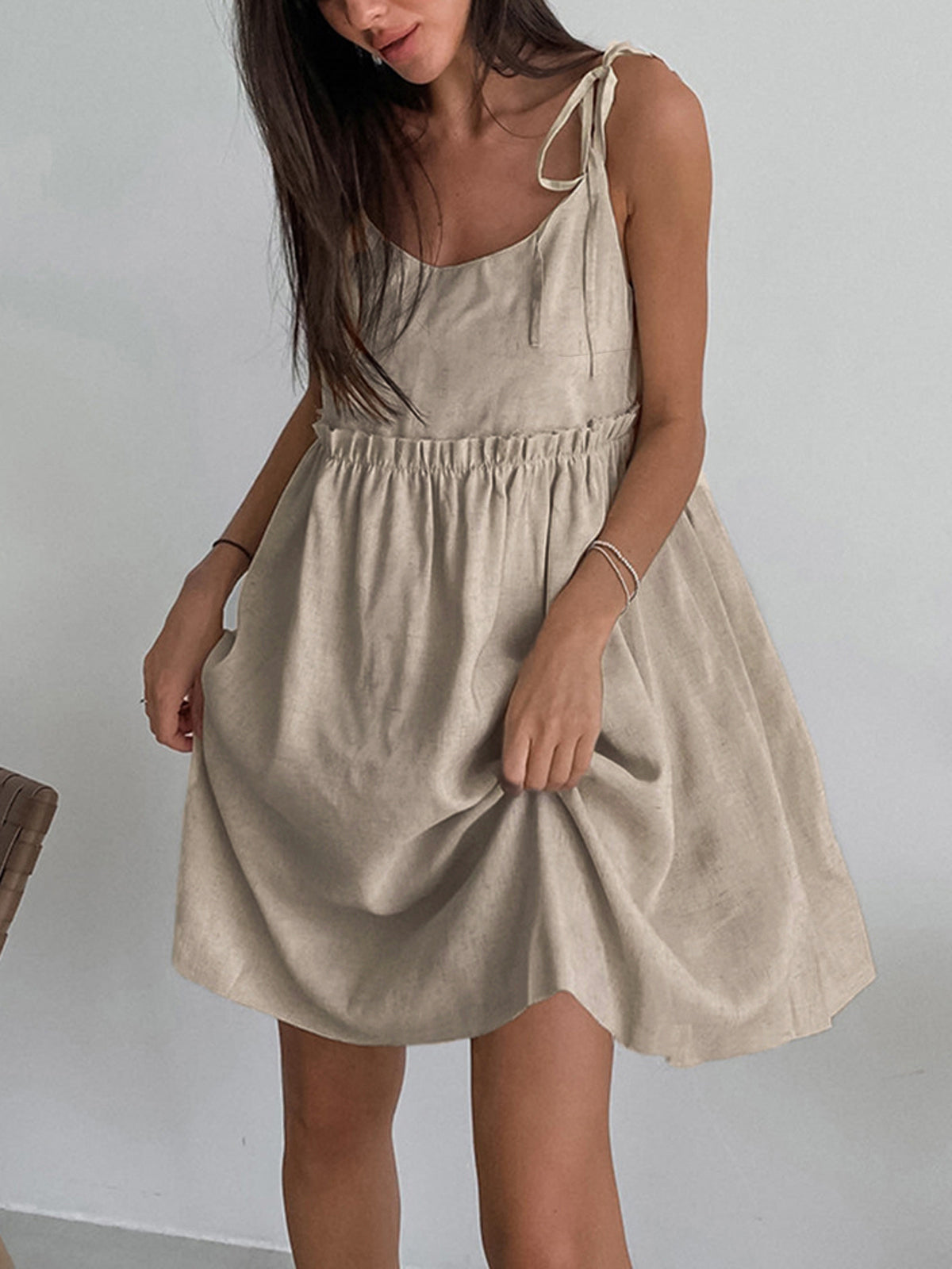 Levanzo Tied Shoulder Short Dress Women's Summer Fashion